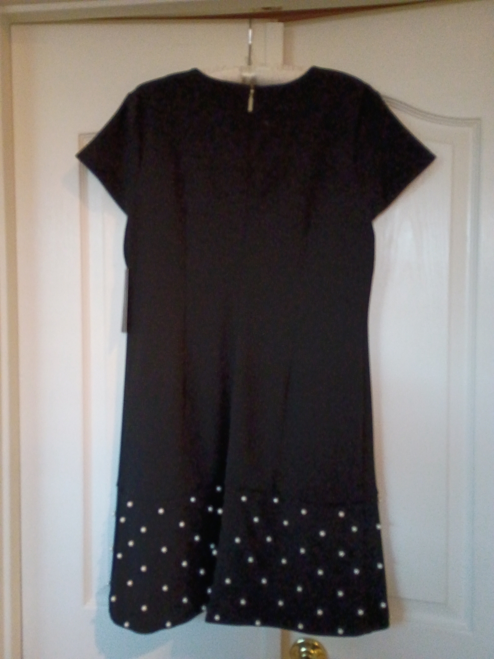 Karl Lagerfeld Black Pearl Hem Sheath Dress Size 12 NWT $179 Elegant Scuba Crepe - Picture 3 of 4